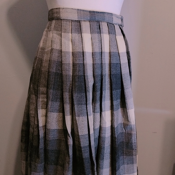 Vintage Lyn Bowling Wool Pleated Maxi Skirt - Picture 5 of 7